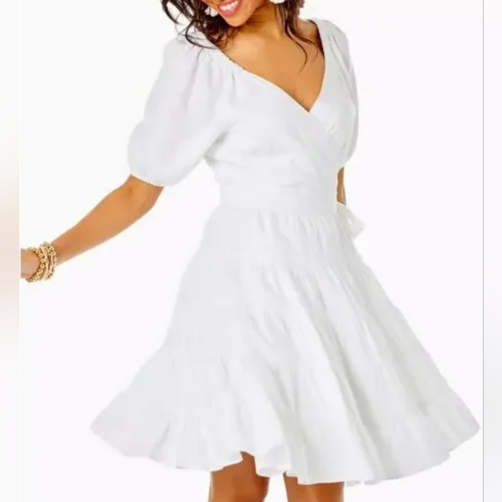 Lilly Pulitzer NWT Iralee Linen Wrap Dress White Size 10